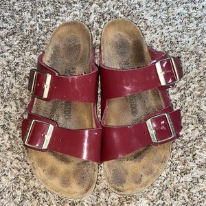 Red Two Strap Birkenstocks